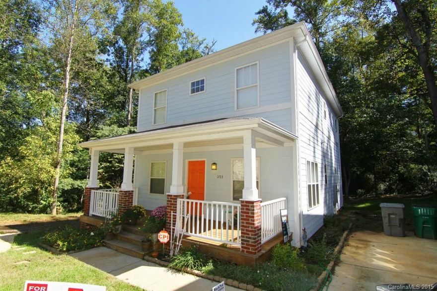 Located in a quiet cul-de-sac close to Plaza Midwood and uptown, this adorable bungalow has a charming rocking chair front porch to greet your guests! The floor plan includes a bright kitchen with a breakfast bar open to the large living room, an elegant dining area with crown molding and wainscoting, and a spacious master suite. The first floor features beautiful hardwood floors throughout. This location backs to woods, offering lots of privacy, yet is close to shopping, dining and schools.