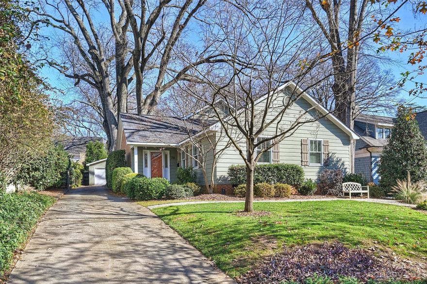 Traditional home in historic Dilworth overlooking Latta Park. Immaculately maintained home offers space for entertaining and working from home. Newer windows and doors provide natural light. Living and dining room with cathedral ceilings, open floor plan, and gas fireplace make it ideal for hosting. Kitchen features newer cabinetry, quartz countertops, slide-out pantry shelves, and stainless steel appliances. Main floor primary bedroom includes a walk-in closet, ensuite bath, and an adjoining sitting/office area. Relax in the den and enjoy the comfort of the thermostatically controlled gas stove, while French doors open up to a screened porch with skylights and garden views. Staircase with handmade wrought iron balusters lead to upstairs third and fourth bedrooms and bath. Fourth bedroom would be a wonderful playroom/bonus room/office...very flexible space. Large walk-in attic provides storage/workshop. Fenced backyard has mature landscaping, garden areas, brick patio, two-car garage.