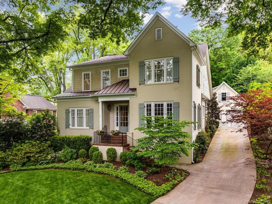 This property is straight out of "House and Gardens" on a wonderful street. Walk to schools,parks,trails, shops & restaurants on Selwyn. Short commute to hospitals, Uptown, & the airport. 10' ceilings down, 9' up, wide-cased openings, wood floors, lovely moldings & lighting. This floor plan really works. Master down. Kitchen & breakfast room open to the great room. Drop zone by the back entrance. Covered porch, huge patio, private landscaped yard. Neat rec room up. Unfinished space over garage.