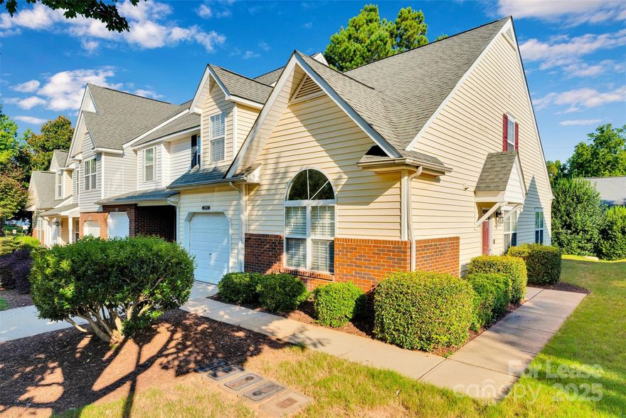 PRIMARY BEDROOM ON MAIN LEVEL!!! Charming end-unit town-home available to rent in one of the most desirable Hanover Subdivision. This beautiful home offers 3 bedrooms and 2.5 bath with one car garage.  The main level features kitchen with gorgeous backsplash, granite countertop, stainless steel appliances & sink with soap dispenser, and maple cabinet spaces.   Kitchen, Primary Living Room, and Living area has vaulted ceiling making the area looks spacious and vibrant.  Main level also have pre-finished hardwood floor and gas fireplace.  Secondary bedrooms are upstairs with walk-in closets sharing a full bath.  

Conveniently located at 521, easy access to shopping centers, restaurants, and entertainment; minutes away from Ballantyne and Fort Mill. 

Agent owner!