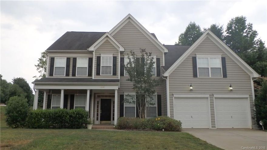 Welcoming home w/ a rocking chair front porch. Home features an open floor plan w/ a formal LR & DR, 2 story great room w/ views into eat in KIT. KIT has center island, 42" cabinets, granite counter tops & black appliances. Guest BR & full bath on first floor. Master suite w/ sitting area & deluxe bath w/ dual sinks, garden tub, separate shower, & WIC. Spacious secondary BRs & laundry room. Walk up attic great for storage. Relax and enjoy the back patio surround by a nice yard & mature trees.