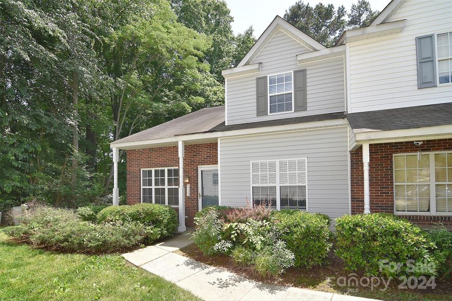 END UNIT 3-bedroom, 2-bathroom townhouse in the Landing at Hickory Grove.  Convenient location with quick access to downtown, shopping, dining, interstates.  Townhouse features a large and inviting great room with beautiful, vaulted ceilings and a fireplace.  Large, open kitchen features white cabinets, granite countertops, tile backsplash and stainless appliances (NEW IN 2021) along with a dinette area.  Primary bedroom is on the main floor with 2 large closets and a full bathroom with double sinks and a spacious laundry closet.  Upstairs you will find 2 additional bedrooms with a large full bathroom with double sinks.  HVAC new in 2021.  HOA covers water, sewer, trash, lawn maintenance and also offers an outdoor pool for summer enjoyment!  Come see this great townhouse, great value at this price point!