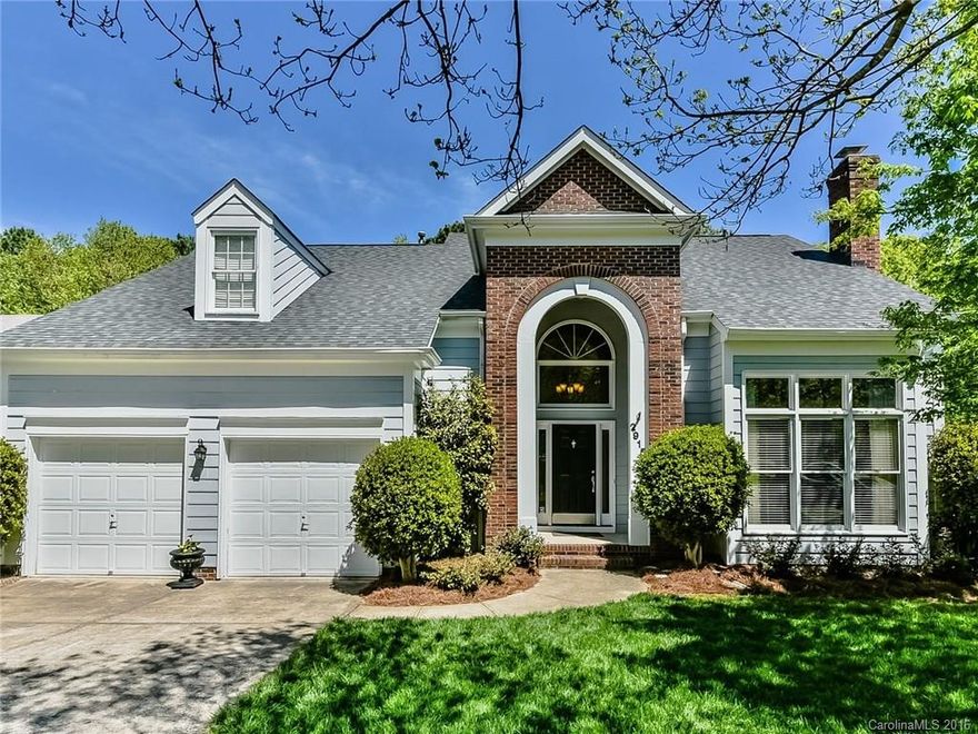 Updated home in sought after Cameron Wood; Dramatic entry with floor to vaulted ceiling fireplace in great room; Wood floors thruout main level; Blinds on most windows; Freshly painted interior in many rooms; Walk-in closets in master, and two sec. bedrooms; Kitchen w/granite counters, tile floor, SS dishwasher, electric stove, attractively painted cabinets; Quiet street w/cul-de-sacs at both ends; Private fenced backyard backing to woods; Fee for neighborhood amenities not included in HOA dues;