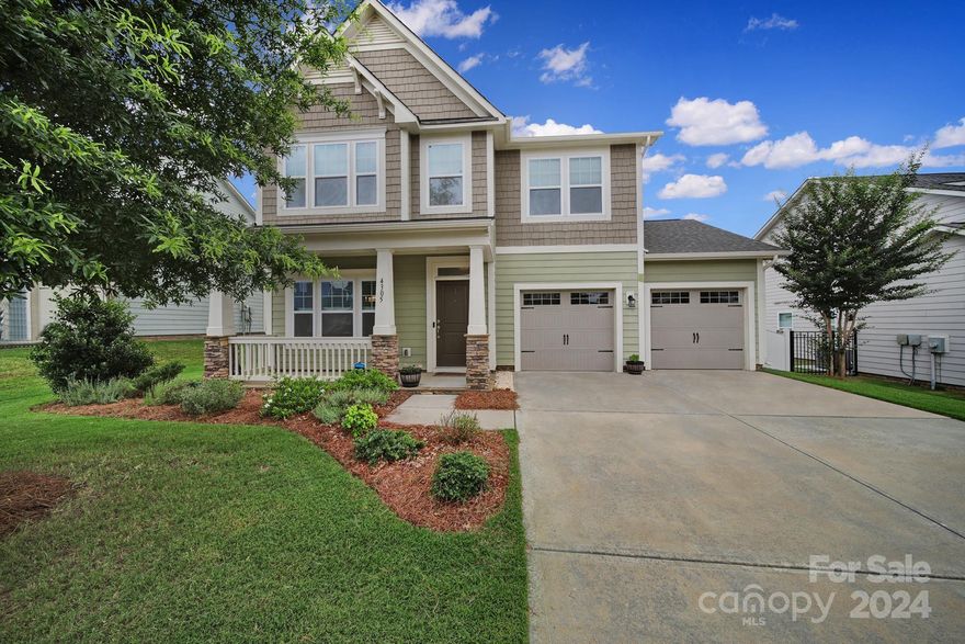 Welcome home to this  charming four-bedroom, 2 1/2 bath home nestled in the highly sought-after Huntley Glen neighborhood. This delightful residence boasts an array of upgraded features, including granite counters and a large kitchen island, extended high cabinets and a convenient Butler pantry, ensuring ample storage and entertaining space. Very functional, open concept layout. The spacious primary suite is the perfect retreat with a tiled shower and a separate garden tub in the bath.  Additionally, the garage has a 4-foot bump out, providing extra storage or workspace. Step outside onto the stamped concrete patio, where you can enjoy the outdoors and entertain guests. The patio is complemented by a sitting wall, creating a cozy atmosphere. The backyard is fenced, offering privacy, and provides views towards the neighborhood green space and wooded area, allowing you to embrace the beauty of nature. Convenient to highways, shopping, dining and entertainment.