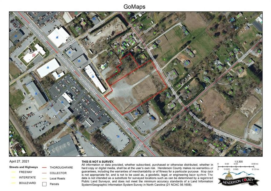 Ultra Prime 4.5 Acre Commercial site ready for development, located just a few minutes (1.3 miles) to downtown Main Street Historic Hendersonville and five minutes (2.1 miles) from Interstate 26, Upward Road Exchange. Property boasts a full suite of public utilities, it also fronts Spartanburg Highway with through access and frontage on Old Spartanburg Road as well. Offer includes two parcels, #9578416876 - 3.79 Acres and adjoining #9678425074 - 0.71 Acres for a total of 4.5 Acres. 253' frontage on Spartanburg Highway and 312' of frontage on Old Spartanburg Road, level cleared lot, and existing storm water drainage pond. Owner willing to consider partial seller financing or sub-dividing to suit a national brand. As the Spartanburg Hwy corridor continues to see lots of commercial growth and development, don't miss checking this property out.