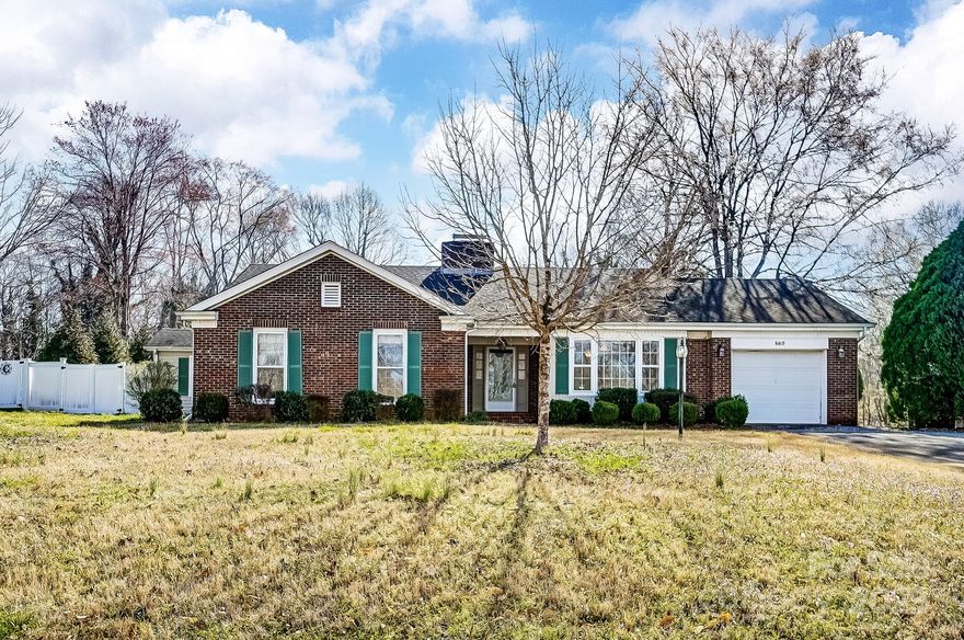 Welcome to this charming home in the highly desirable Lakewood subdivision, just minutes from downtown Belmont! This 3-bedroom, 2-bathroom ranch offers a great opportunity to make it your own with some thoughtful upgrades. Enjoy a spacious sunroom featuring a second fireplace. The fenced-in back patio provides a private retreat, and there's additional storage space off the patio for your convenience. Situated on a corner lot at the beginning of a peaceful cul-de-sac, this home offers both privacy and potential. The nearby Goat Island Park is a true highlight, offering a canoe and kayak launch into the South Fork of the Catawba River, as well as a dog park, 18-hole frisbee disc golf course, walking trails, fishing pier, playground, covered picnic area, and exercise pavilion. A Carolina Thread Trail greenway runs through the park, with a bridge that connects the island to downtown Belmont. This property presents the perfect dream home in an exceptional location!