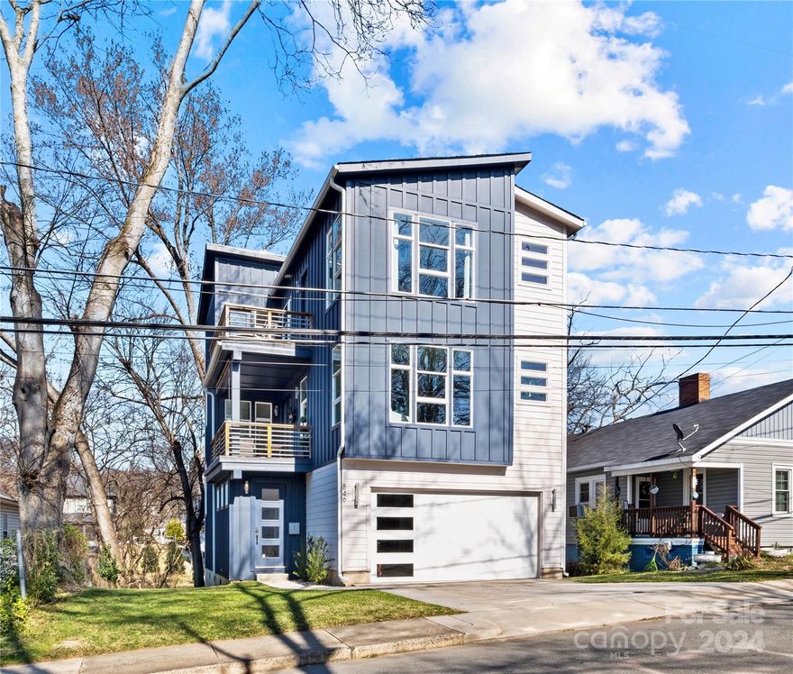 Three levels of Modern elegance in the heart of the city! This home was built in 2019 and is meticulously maintained. Main level with bright, welcoming foyer and guest bedroom with a private en-suite bath. Upper level with an open floor plan that offers lots of natural light. Kitchen with gorgeous counters, stainless appliances, full walk-in pantry, eat in island, and over sized dining space. Opens to living room with fireplace and access to covered balcony that overlooks the gorgeous uptown skyline. Third level has the Primary suite with walk in closet, gorgeous bathroom with dual vanity sinks, garden tub/oversized shower, and private covered porch also with views of the city skyline! Laundry room with utility sink. 3rd bedroom with private full bath. Two car attached garage. Private, flat backyard with brick paver patio and fire pit. Walk to Ace Burgers, Birdsong Brewing, the Lynx Blue Line, Siggy's Good Food, Sweet Lew's BBQ & much more.
