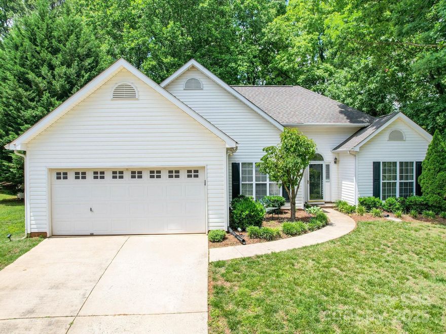 Amazing split bedroom ranch with beautiful fenced backyard for enjoying the outdoors from your oversized patio or enjoy spring or fall nights by the fire pit. Interior has been freshly painted. Numerous upgrades including granite countertops in the kitchen and both bathrooms.  The kitchen also features stainless steel appliances including a gas stove. Refrigerator, washer and dryer are included. Cedarfield has wonderful amenities including community pool and playground. Access to the greenway is in the neighborhood for a nice stroll or bike ride. Fabulous location near shopping and restaurants and easy access to I 77 and I 485. Don't miss the opportunity to make this ranch your own!