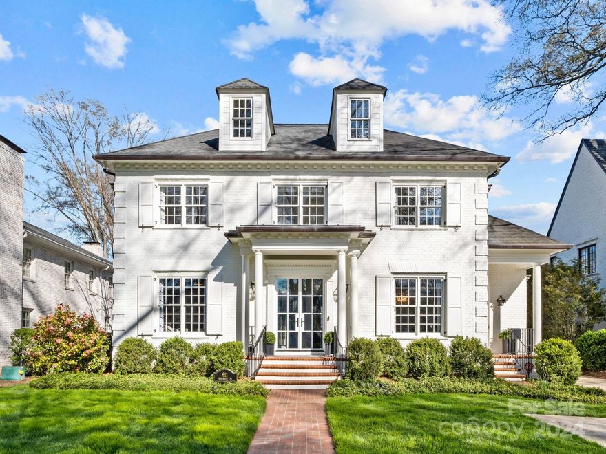 Classic 2.5 story on one of Eastover’s most desired streets. This one has it all ! New saltwater pool + spa and turf rear yard. STUNNING new upgrades and designer finishes throughout (2023). Includes: painted white brick exterior, custom oversized steel front door, fully painted interior, all new wallpaper, all new carpet, visual comfort lighting, new remote start gas fireplace logs, beverage fridge, new LED canned lighting, and more! The gracious floorplan has 10 ft ceilings down, 9 ft ceilings up, and gorgeous oversized windows. Kitchen opens to living and features tall custom cabinetry, island, and gas range. Sunny breakfast nook, butler’s pantry, side entry w/ built-ins, and mudroom/laundry at rear entry. Primary suite on main with his+hers closets and spa-like bath. Main level study can flex as add’l guest room or nursery. Upstairs bonus room w/ half bath, three secondary bedrooms, and office/playroom. Plus HUGE 3rd floor rec room and guesthouse w/ full bath above detached garage.