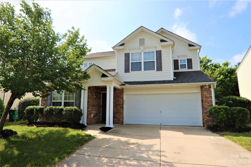 Beautiful stone-fronted, four-bedroom home on a quiet cul-de-sac ending street. Large eat-in white kitchen with stainless steel appliances. New roof in 2022 and HVAC has been replaced. Open, bright floorplan. Primary bedroom en suite with dual closets, stand-alone shower, and water closet for privacy. Updated light fixtures and some fresh paint. Flat, shaded, fenced backyard with patio. Close to the walking trail with access to miles of paved trails throughout the community. Gorgeous common areas to enjoy multiple parks with four pools including a large slide and toddler water park. Golf course with clubhouse and Beer Garden restaurant. Sports club with fitness center, tennis, pickleball, and many community social events throughout the year (Movies and Concerts in the Park, Easter Egg Hunt, Pictures with Santa, Bingo, Comedy Nights and so much more)