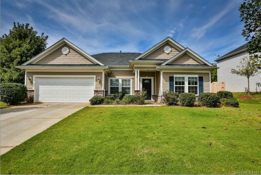 Built in 2008 meticulously maintained & gently lived in - nearly 2000 square feet of single level living with 2 car garage, covered rear porch, ceiling fan & larger rear yard space.  Open floor plan with split bedrooms allows for both open living & private space.  Gas stove, refrigerator, dishwasher & disposal - lots of counter & cabinet space & large eat in breakfast area.  Large bedrooms and surplus of storage!  Lots of natural light fills this home - see tour link for full walk of this home!