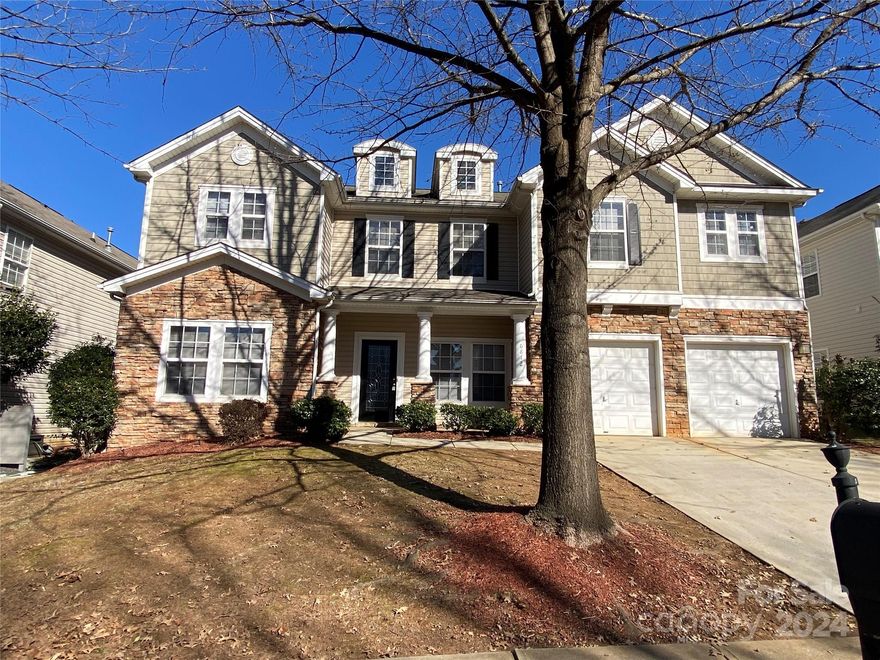 Open floor plan on main level. Large family room open to kitchen with lots of 42" cabinets, bar counter top island, built-in wall oven and microwave and separate electric cooktop plus refrigerator.  Sunroom-like breakfast area with slider to back patio. Large primary bedroom with tray ceiling and en suite with separate tub and shower and oversized closet. Secondary bedrooms with large loft complete the upper level.  Interior paint in good condition.  Buyer may prefer to update the carpeting.  Flat lot with ridge view. This popular community features a clubhouse, pool, splash pool, fitness center, playground, recreational areas and walking trails.