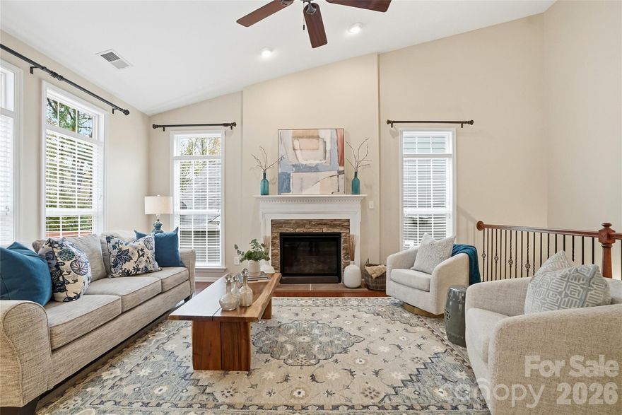 Welcome to this stunning home in the Verdict Ridge Golf Course community! From its charming curb appeal with mature landscaping and stacked stone accents to its welcoming front porch, this property exudes warmth and elegance. The golf course surrounds this section of the neighborhood, so it's calm and quietness offers an ideal location. Inside, the primary bedroom on the main level offers comfort and convenience, while the vaulted ceiling family room fills with natural light, creating an inviting gathering space. The office/flex room features a beautiful bay window, perfect for working from home or quiet reading. The open floor plan features wood flooring on the main level and a spacious kitchen with an open flow for entertaining. Step outside to enjoy multiple outdoor living spaces—a screened porch with hot tub, deck, and stone patio overlooking a private backyard with winter golf course views. The finished basement is a true bonus, featuring a large family room, media area with theater chairs that remain, a bedroom, full bath, and ample storage space. Additional highlights include a tankless water heater, custom closet systems in large walk-in closets, and low-maintenance living with landscaping included in the HOA. Must join the Verdict Ridge Golf Club to access tennis, pool, golf club, dining, and fitness center. Enjoy resort-style living and community amenities in one of the area’s most desirable neighborhoods—Verdict Ridge!