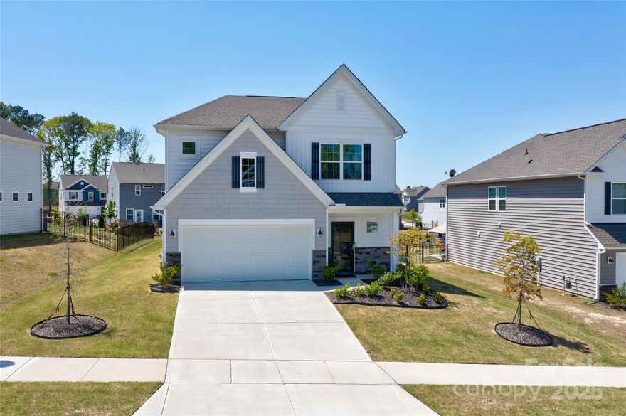 Welcome to this beautifully maintained home located close to the Palisades golf community. Designed with comfort and style in mind, this home offers a clean, timeless aesthetic and a thoughtfully designed open floor plan. The main level features a spacious primary bedroom, and conveniently located laundry room, perfect for easy everyday living. Enjoy cooking and entertaining in the stunning kitchen, complete with sleek quartz countertops, a gas cooktop range, stainless steel appliances, and plenty of prep and storage space. The bathrooms showcase elegant Venetian marble countertops, adding a touch of luxury throughout.Upstairs, you’ll find a generous loft area ideal for a home office, media space, or playroom. The 1st floor 9ft ceilings enhance the open feel of the home, while energy-efficient features ensure lasting value and comfort. This ENERGY STAR® certified home blends style with smart living. Only 3 minutes from Lake Wylie and 30 minutes from uptown Charlotte and the airport.