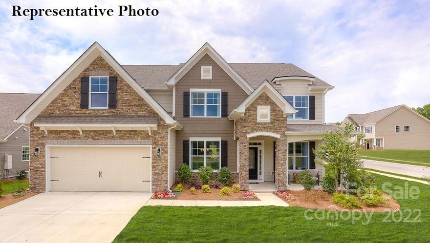 Best selling WASHINGTON + SUNROOM + ELEVATION E floorplan, which is featured as our community model home. Open floorplan features 1st floor guest suite, butler’s pantry, drop zone and dedicated office. Huge gourmet kitchen with quartz countertops, decorative tile backsplash, stainless steel gas cooktop, vented canopy hood, wall microwave/oven. Upstairs you will find a large bonus room. Community offers resort style amenities in sought after location, close to Ballantyne conveniences with low Lancaster County taxes! REPRESENTATIVE PHOTOS