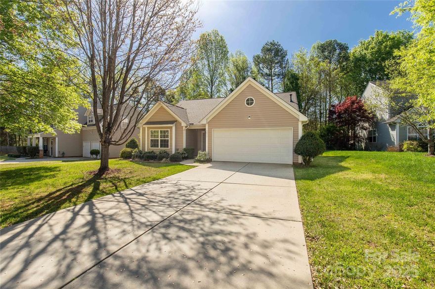 Welcome Home to this charming ranch home in Legacy Park! Nestled on a quiet cul-de-sac, this beautifully maintained brick ranch sits on a spacious 0.3-acre lot and offers the perfect blend of comfort, style, and convenience. Step inside to an inviting eat-in kitchen with ample counter space—ideal for everyday meals or entertaining.  The vaulted ceiling and cozy gas fireplace in the great room create a warm, open atmosphere.  
The split bedroom floor plan offers two generously sized bedrooms and a full bath at the front of the home, and a serene primary suite tucked away at the rear.
Enjoy peaceful evenings on the covered patio overlooking a private backyard—your own retreat to unwind after a long day.
Living in Legacy Park means access to fantastic community amenities including an outdoor pool with two water slides, tennis courts, soccer field, indoor basketball court and more. Plus, you're just minutes from Charlotte and convenient shopping, making this location unbeatable.