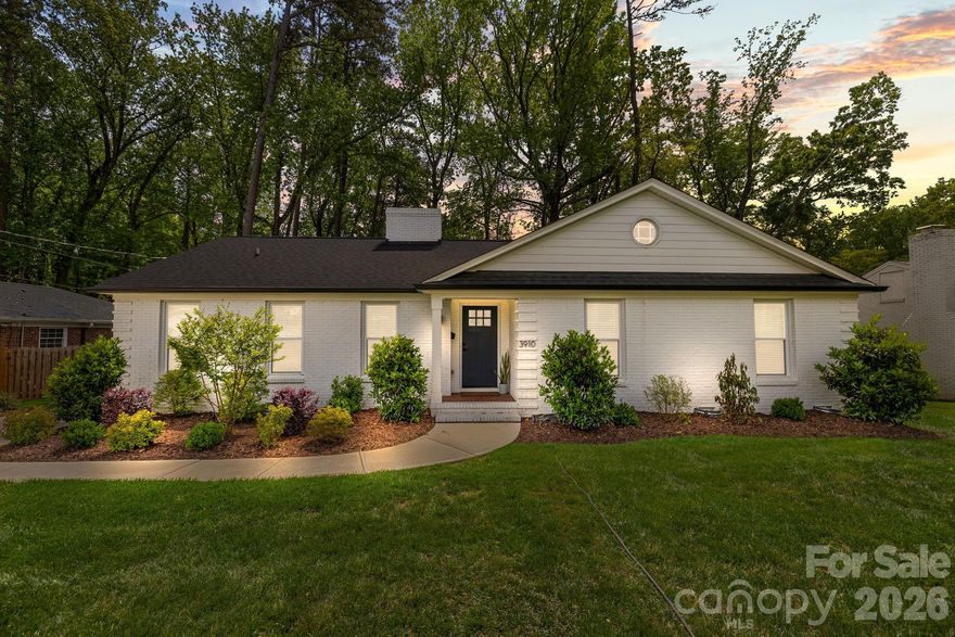 Beautifully reimagined one-story ranch nestled in one of Charlotte's most quintessential and charming neighborhoods, Beverly Woods. This home effortlessly blends timeless character with modern updates, offering the perfect balance of style and comfort. Completely renovated from top to bottom in 2022, every detail has been thoughtfully curated to create a fresh living experience while preserving the classic appeal that makes ranch homes so desireable. Inside you'll find a light-filled, open layout with updated finishes, stylish fixtures, and a seemless flow great for entertaining. The kitchen is the heart of the home, featuring modern upgrades, sleek design, and an inviting space to gather. The living areas offer warmth and charm with the original masonary fireplace and hardwoods floors throughout. The large primary bedroom suite with a completely remodeled bathroom and big walk-in closet are rarely found in this type of home. Two additional bedrooms and a nicely updated hall bath complete the comfort and functionallity this home offers. The huge fenced yard is park-like, with mature trees, green grass, and a newer deck to enjoy the view. Live life in an established neighborhood known for its tree-lined streets and classic  homes, with an unbeatable location, convenient access to shopping and dining in South Park, and a quick ride to everything else Charlotte has to offer. Do not miss this rare opportunity to own a renovated ranch in this sought after neighborhood!