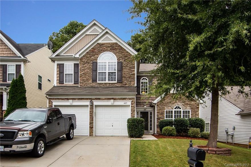 Lovely home with pre-finished hardwood flooring on the main floor and all updated carpet in the entire upstairs. Home has a large open floor plan with living room, dining room, kitchen, breakfast area, and family room. Home also features 3 bedrooms upstairs, PLUS a large bonus room with sky lights. The open kitchen features stainless steel appliances and dark wood cabinets for plenty of storage. Quiet lot near cul-de-sac, that backs up to wooded area. Close to UNCC, I485, and shopping.