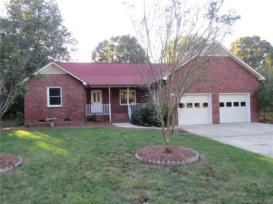 Inviting all-brick ranch on level 0.48 acre lot with mature trees-gardener’s dream! Easy access to I-485–great location near shopping, dining-good school district, low county taxes, no HOA, and on well (so no city/county water bill)! Rocking chair front porch. Peaceful sunroom, EIK with breakfast nook, & master bedroom all overlook private back yard. Oversize 2 car garage with door to back yard. Laundry room w/half bath (toilet only-no sink).