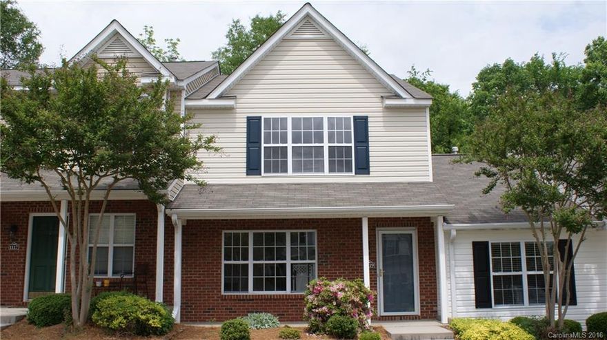 Cute townhouse in great location! Wood floor in family room. Two bedrooms and 2 1/2 baths.  All bedrooms up.   New carpet and paint!  Gas fireplace.  Complex has swimming pool and is close to I 77.