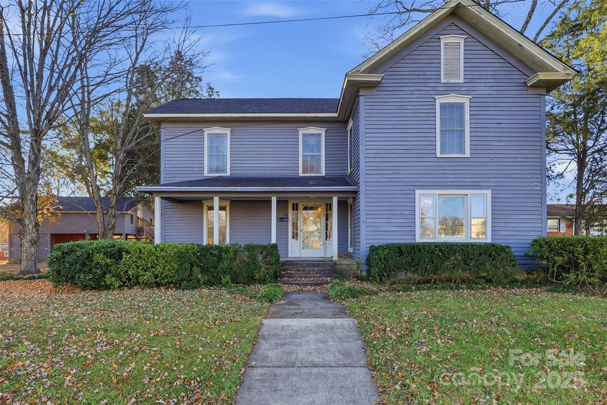 Charming circa-1900 (1881 per Historical Books) home on a spacious 0.55-acre lot in the heart of China Grove. Located on established N Harris Street, this property offers classic character, tall ceilings, and historic appeal with room to update or personalize. New roof replaced in 2024, Upstairs heat pump replaced 2023, central air upstairs 2023, Gaspack downstairs 2010, 3 free standing gas units downstairs approx 10 years old. Large yard with mature trees provides plenty of outdoor space for gardening, pets, or future improvements. Conveniently located near downtown China Grove, parks, shops, and I-85 for easy access to Salisbury, Kannapolis, and Charlotte. A great opportunity for buyers seeking a home with history, potential, and small-town charm.
