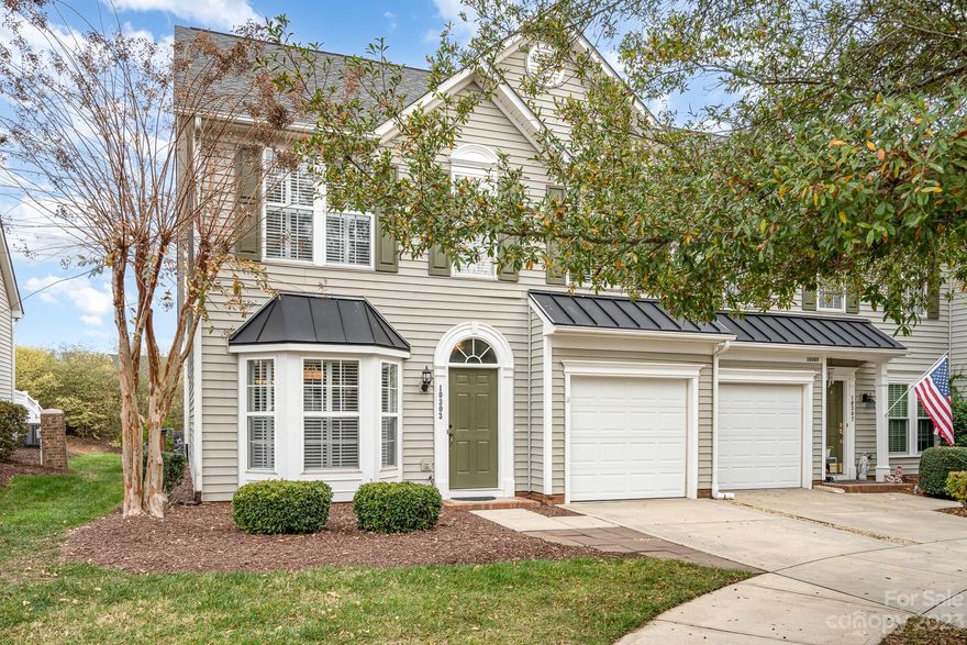 Awesome End Unit in Blakeney Greens. Open floor plan W/ 3 Bed Rm, 2 1/5 Baths, one car garage. Beautiful fenced in large patio that overlooks woods very private. Hardwood floors throughout main level, tile in baths, Plantation shutters throughout townhome. Large Primary suite on main level with a huge walk-in closet and large bathroom w/dual sinks, separate shower and garden tub. Vaulted Great RM w/ fireplace. also, a nice size Dining RM area.    Nice size kitchen with a breakfast area. Upper level has two spacious bedrooms w/walk-in closets, walk-in storage Room and large loft that over looks into the vaulted Great Room. New roof in 2020, Heat & air in 2016, hot water tank 2021. Great Schools, Neighborhood with pool & walking trail.  A short walk to Blakeney shopping, Restaurants, Medical and just minutes to I-485. Don't hesitate to make an appointment today this townhome won't last long.