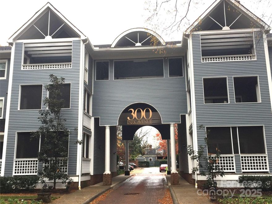 Great 3rd floor condo in Historic Dilworth. Property is close to Charlotte Amtrak station, Uptown, and only a couple blocks from Latta Park. Lots of restaurants and shops close by. Interior features new paint, and new flooring in bedrooms and bathrooms. Large open living/dining area with electric fireplace. Kitchen includes all appliances and has new granite countertops. Washer and dryer included. Great natural light with lots of windows. Walk in closest and much more! Large private balcony with great views. Water, sewer, and trash included. One assigned parking space and on street parking is also available. Property is available for immediate move in! Schedule your showing today!