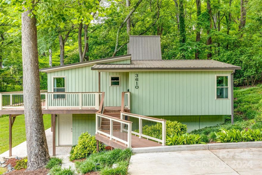 This unique mid-century modern home in the desirable Mountainbrook community sits on an over half an acre lot with a large yard next to a small peaceful creek. With neutral paint and bamboo floors on the main floor, you are welcomed into the entryway to the large open living space and kitchen with large windows. The upstairs has 2 bedrooms, one primary with en-suite full bath, and an additional full bath. The additional flex space can be used as an office, living space, play area, or storage. The fully finished basement can be an additional primary bedroom and full bath with living area, and laundry. The rec room/flex space is heated and cooled with an exterior entrance, large windows, and storage and could be used an an office or business space. The new driveway, metal roof, and fresh exterior paint welcome you to your new MCM home. Convenient to everything you need in South Park and surrounding areas, you won't want to miss out on your chance to own a home in this neighborhood!