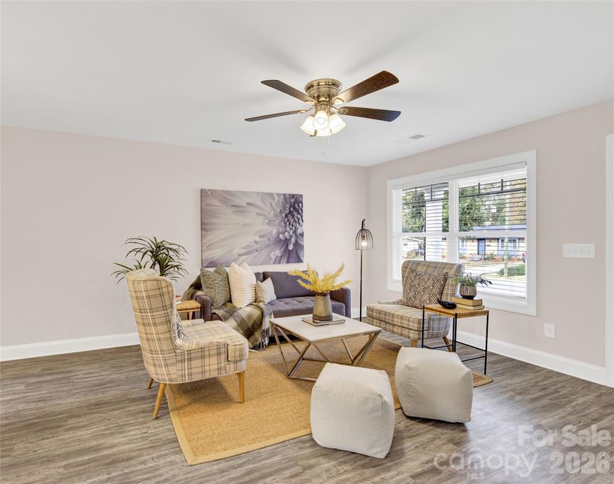NEW PRICE!! Beautiful move-in ready house that has 4 bedrooms and 3 full baths, and it is only minutes from uptown Charlotte. Open floor plan concept. Kitchen features white color cabinets, granite countertops and stainless steel appliances. First floor bedroom features a walk-in closet that could be easily used as a bedroom or a home office. Large laundry room and pantry are adjacent to the kitchen. The loft is located at the top of the staircase. This small cozy area is a transitional space between the primary bedroom and the two secondary bedrooms upstairs, which could be a nice sitting area or a kid's playing station. Cathedral ceiling inside the primary bedroom with a walk-in closet. Large primary bathroom with a walk-in shower. Mature treelines with bushes created a natural privacy screen for the backyard. The house is freshly painted, professionally cleaned, and pressure washed including the gutters. Additional concrete driveway and back patio have been added since the pictures were taken. This is a nice house for you to call home. No HOA, and this property is only a short drive to uptown, which could be a great short-term or long-term rental business opportunity for investors too. Please come and see it.