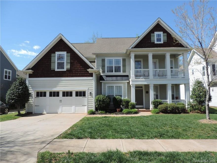 Beautiful decorated well kept 2 story home in the very popular Bontera Community. Custom designer paintwork, All wood flooring downstairs. Custom kitchen with center island, corian counters and stainless steel appliances. Formal living and dining area. Dual master suites with private balconies. Front and back covered porch. Private wooded lot. Great location just minutes to I-485, shopping and restaurants. Will not last long.