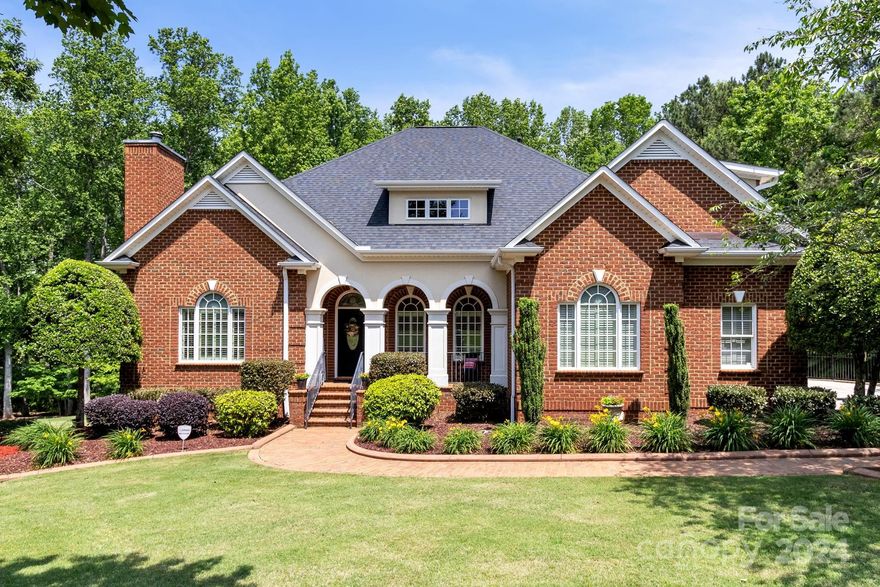 A beautifully tiled entry sets the stage! Custom doors open to library/office; fireplace, built-ins, vaulted ceiling. Hardwood floors, dining room, vaulted great room w/ 2nd fireplace & built-ins! Gourmet kitchen, w/Thermador 5-burner gas cooktop, dbl oven (+microwave), dbl sinks, granite countertops, tile backsplash, adjoins eating area! Main level owners suite w/tray ceiling leads to luxurious bath w/vaulted ceiling, tiled shower, jetted tub, dual vanities, walk-in closet, water closet. Secondary bedroom w/bath, laundry & lavatory finish out main level! Upstairs, spacious loft, 2 bedrooms, Jack & Jill bath, media room. Below main, down interior stairs or outside access, a full apartment: kitchen, bedroom, bath, family room, laundry, 1-car garage, storage. Home equipped w/central vac, hardwired Cat-5. Mature landscaping, covered porch, back deck w/hot tub, gas grill hookup, covered patio w/under deck ceiling, two fenced areas!