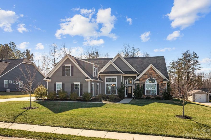 Welcome to this beautiful 4 bed, 3.5 bath home in Mooresville. From a large front foyer, to a 2-story formal dining room, guest powder room, butler’s pantry, floor to ceiling stone gas fireplace & family room w/ coffered ceilings that are lovely! Further, a main floor primary w/cathedral ceiling, HUGE walk-in closet, & bath w/dual vanities. The  kitchen w/granite countertops, eat-in kitchen & extra-large center island are perfect for entertaining. The walk-in pantry is amazing! On the main floor is also a large laundry room w/utility sink & 2 more bedrooms w/a full bath. Upstairs is an ENORMOUS sized bonus room, another bedroom & full bath as well as walk-in attic. Step into the private backyard thru the screened-in-porch to a back patio, also accessible from the driveway. This home has a 2 stall garage w/extra storage stall, is located in a nice neighborhood & is close to everything-shops, highways, parks & more. This home is a place where cherished memories are made. See it today!