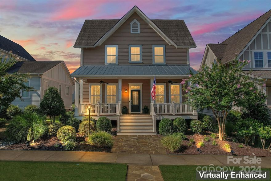 Saussy Burbank home in the desirable Riverwalk community! This gorgeous home has a covered front porch nearly spanning the width of the home, a rear covered porch AND faces a scenic green space. Attention to detail shown throughout, with sitefinished hardwoods, built-ins and beautiful molding throughout. The entryway greets you with a formal dining room and open office with custom book shelves spanning the entire wall. The gourmet kitchen offers white floor to ceiling cabinetry, gas cooktop, stainless still hood vent, double ovens and large granite island. Enjoy relaxing in the living room with gas fireplace centered by built-ins. Head upstairs to find 4 bedrooms and 3 full bathrooms! The primary bedroom boasts a walk in shower, soaker tub dual vanity sinks AND custom closet. Riverwalk allows you to play where you live! Enjoy the Riverwalk path along the Catawba River, community pool, shopping, restaurants and paddleboard launch site!