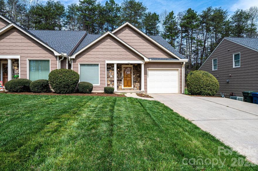 Great NW Hickory location! Primary BR on main level! This townhome community at the end of a dead end road offers great curb appeal and privacy and is virtually maintenance free as the HOA covers exterior maintenance. The charming hardboard & stone exterior leads to an open main level with gas logs in LR. Behind the LR is a private flex room/office that has the feel of a sunroom. Kitchen has new-ish stainless-steel appliances. Upstairs are 2 more BRS that share a full bath. Let’s talk about good bones: new central air, new flooring in LR & Primary BR in 2025. The road has recently been resealed and the roof is only a few years old. The exterior was painted a couple of years ago and the home is outfitted with commercial grade gutters & a tankless water heater. Seller has enjoyed this home, but it’s ready for a new owner!