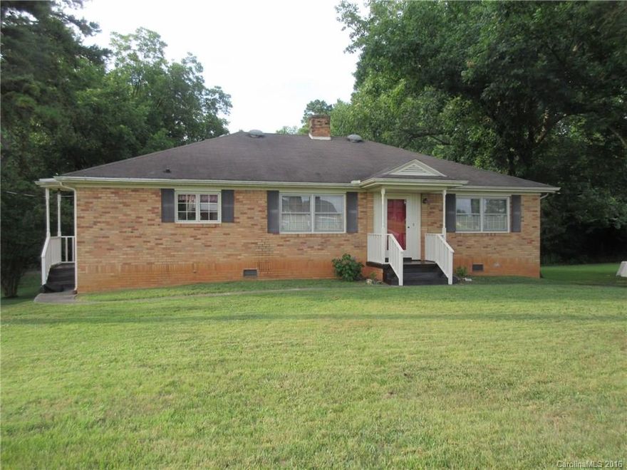 Brick ranch offers full basement with double garage, interior & exterior access, all on 1/3 Acre lot.  Three  bedrooms, 1½ baths.  Large, eat-in  kitchen with newer appliances, which remain except fridge (negotiable).  Stationery attic stairs.  HVAC new in '09.  In-town location is convenient to shopping & highways; short drive to downtown, VA & Novant medical centers.