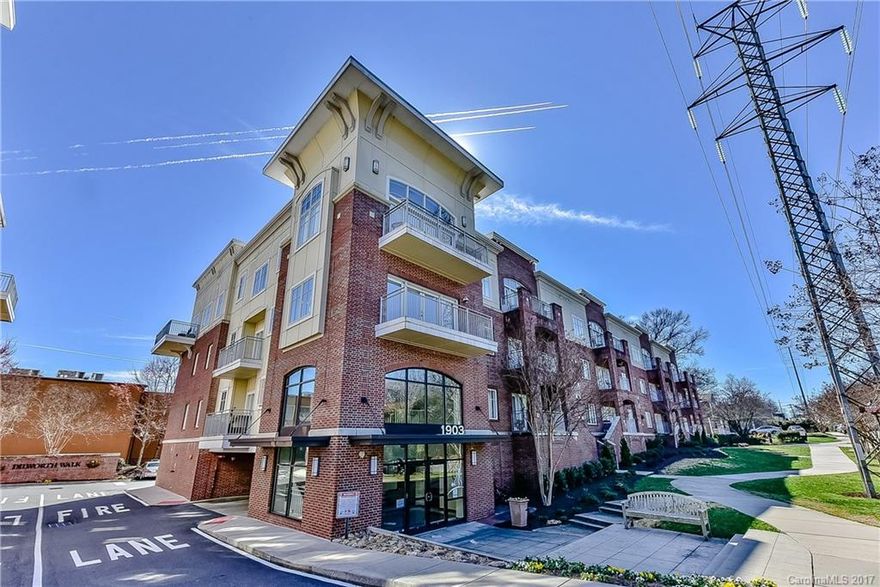 Wonderful Dilworth condo with easy walk to many retail and restaurant options. Super clean with new carpet in master bedroom and new designer neutral paint scheme. Basement gated parking garage and secure entrance for home owners. This unit is located on the backside of the building away from the road noise from Kenilworth Ave. Hardwoods in the foyer, kitchen and great room. Granite counter tops in kitchen. Refrigerator, washer, dryer included with the condo. Truly a turn key purchase. Low HOA.