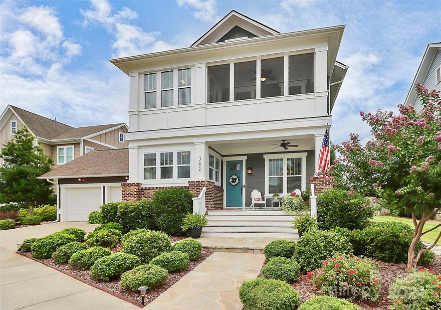 Nestled in one of the best sections of Riverwalk, this one-owner Saussy Burbank Arts & Crafts-style home exudes southern charm & elegance. Immaculately maintained & presented, home shows like a model. The open-concept living space is an entertainer's delight. Kitchen is well-appointed w/ large marble island & breakfast bar, granite tops, white cabinets, SS appliances & w/i pantry. The living room features a gas fireplace with custom built-in bookshelves. Spacious primary bedroom located on 1st floor w/ large tiled w/i shower, wainscoting & w/i closet. Beautiful dining room details crown molding and board & batten. Off entryway, find a versatile flex space w/ half bath. Main floors are site-finished hardwoods. Spacious 2nd floor has 3 generous sized bedrooms, loft area & screened porch. Enjoy outdoor living with covered rear porch plus patio overlooking private, fenced backyard w/ artificial turf. Experience Riverwalk lifestyle w/ outdoor pool, walking/biking trails, kayaking & dining!