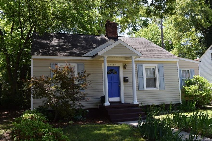 Adorable 2 bedroom with 2 full baths in NoDa. New tile, vanities and lights in both baths and new tile in kitchen. New A/C in 2013. Kitchen is light and bright with laundry off breakfast area.  Lovely Hardwoods, in rest of home. New ceiling fans and some fresh paint. Back yard in fully fenced and private. Perfect first home or great for your clients who want to downsize. Lot is level and there is room for expansion. HOME SOLD "AS IS".