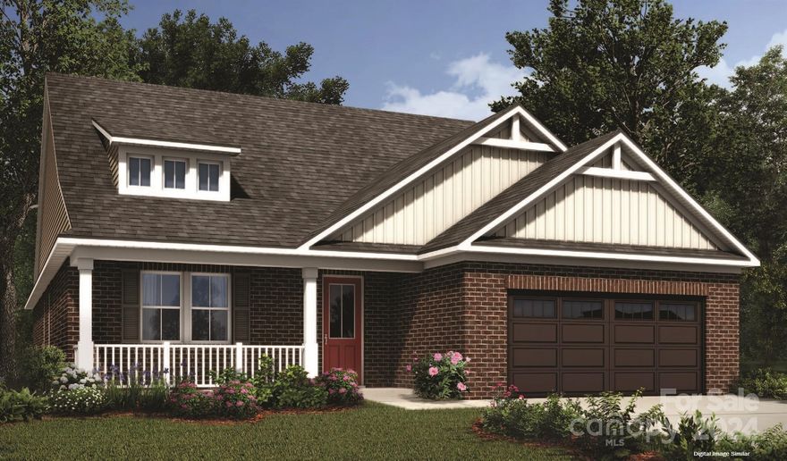 3 BEDROOMS ON THE FIRST FLOOR EACH WITH PRIVATE BATH! PLUS, we added an extended closet in the Primary Suite and some extra space in the garage. Beautiful community in Mint Hill offering low maintenance, 4 sides brick ranches. Close proximity to I-485, Veteran's Memorial Park, and the town of Mint Hill. Open floor plan with lots of natural sunlight. This home features 4 bedrooms, 4 and 1/2 baths, laundry room with sink and cabinets and a covered front porch. This home also features a gourmet kitchen with HUGE island, and Tray Ceiling in the Primary Suite on the main floor. The kitchen has quartz countertops, breakfast bar, stainless steel appliances and a large walk-in pantry. The home also features a loft, bathroom and full bath on the second story. Beautiful lot backs to trees and open space.