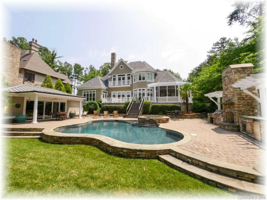 Beautiful Cape Cod stone/shake home on level lot w/expansive views. Casual elegance - paneled library w/fireplace, bookshelves, coffered ceiling; commercial grade kit; master suite on main; screen porch. Backyard is an oasis - pool, spa, fireplace, outdoor kitchen. Pool house consists of billiard & tv areas, plus full bath (glass retracting doors for full openness to pool area). New stone block "step down" seawall ($70,000). All furniture and accessories convey. *Third floor sq ft is pool house*