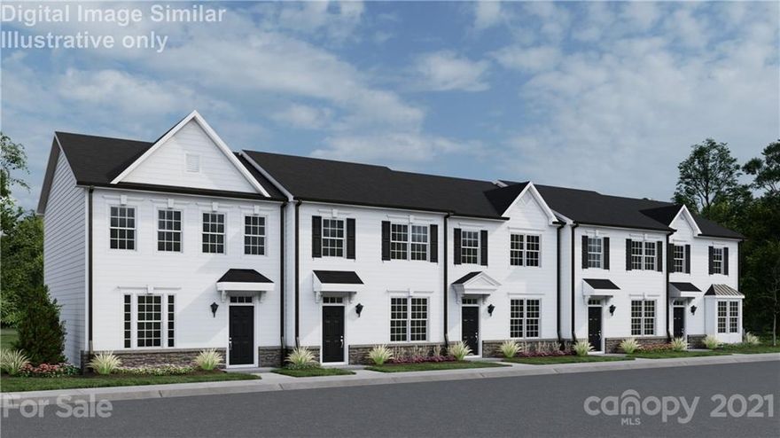Stunning new construction townhome with detached two car garage! Minutes from downtown Belmont and Cramerton while still close to I-85 and Charlotte. Main floor has large dining room leading to a wonderful, open kitchen that features a huge island and stainless steel appliances. Half bath on main. Kitchen then leads to large great room that looks out on the private fenced in back yard. Upstairs owner's suite has massive walk-in closet, his/her vanity, a large walk-in tiled shower with seat and wonderful soaking tub! Other features include 9' ceilings on both floors, smart home features, and a tankless water heater. Refrigerator, washer and dryer are even included! You don’t even have to worry about lawn care or exterior maintenance as that is included as well. Great incentives to purchase so hurry in! To be built.