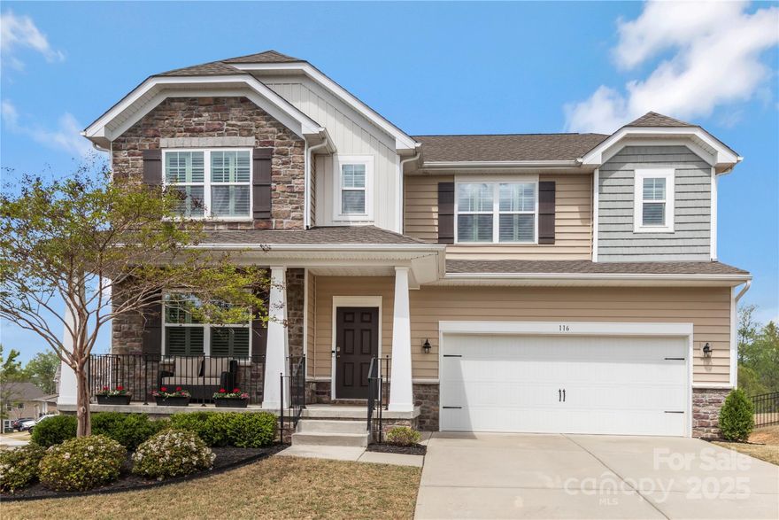 WELCOME HOME to this beautiful 5-bed, 3-bath property featuring open living spaces, perfect for those seeking a luxurious yet casual lifestyle. Designed for refined living & entertaining, the main level, with custom lighting, provides a beautiful kitchen, dining room, office, and living space blending beautifully with a front porch & back deck as focal points for greeting guests or unwinding with family & friends. A spacious 5th bedroom & full bathroom complete the classy downstairs and a stunning fireplace is perfect for cozy conversations. The generous 2nd floor features 4 bedrooms (3 with custom closets), family bath (with double sinks) & laundry room (with amazing storage). Bonus room is perfect for a playroom, game room or addition living space. The primary bedroom is a stunner with a huge walk-in closet and an ensuite bathroom complete with dual vanities. The classic architecture on the exterior and luxury modern interior will make you fall in love with your new home instantly.