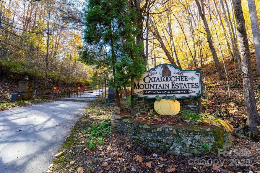 Lot in Cataloochee Ranch Estates, a gated community with lovely common areas and a donkey!  Located just 40 minutes from Cataloochee Ski Area, 30 minutes Downtown Waynesville, and 20 minutes to Lake Junaluska, hiking, swimming, kayaking, skiing, dining and shopping are waiting for you.  Community well and electric hook ups are ready to go, and 3 bedroom septic permit was issued in 2007.  Buyer to confirm if it is still valid.