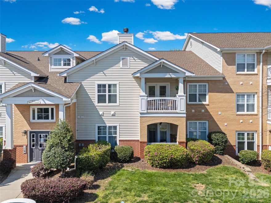 Impeccably maintained, move-in ready condo in the highly sought-after Ballantyne area, offering a refined blend of comfort and low-maintenance living. This 2-bedroom, 2-bath residence features a bright, open-concept layout enhanced by vaulted ceilings and abundant natural light, creating an airy, sophisticated ambiance throughout.

The spacious living and dining areas flow effortlessly into a well-appointed kitchen with ample cabinetry—ideal for both everyday living and effortless entertaining. The primary suite serves as a private retreat, complete with a generous walk-in closet and en-suite bath, while the secondary bedroom and full bath provide versatility for guests or a home office.

Step outside to your private patio, a perfect extension of the living space for morning coffee or evening unwinding. Additional highlights include in-unit laundry, thoughtful layout for privacy, and no unit above.

Residents enjoy access to community amenities including a pool and beautifully maintained grounds, all just moments from Ballantyne’s premier shopping, dining, and lifestyle conveniences.

An exceptional opportunity for those seeking elevated, lock-and-leave living in one of Charlotte’s most desirable locations