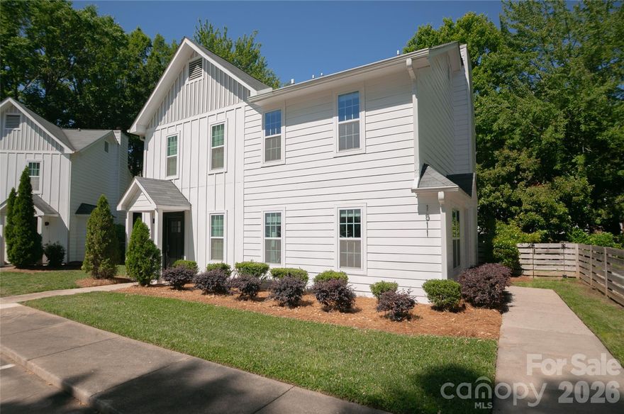 Beautifully updated and exceptionally maintained, welcome to 1511 #B Briar Creek Road in the desirable Midwood Place townhome community. Ideally located just minutes from Plaza Midwood, Elizabeth, Uptown, and South End, this 2-bedroom, 2.5-bath townhome offers stylish, low-maintenance living with easy access to Independence Boulevard for convenient commuting throughout Charlotte.
Designed with thoughtful upgrades throughout, this light-filled home features an open floor plan with Shaw LVP flooring on both levels, recessed kitchen lighting, fresh interior paint, and spacious living and dining areas centered around a cozy fireplace feature. The updated kitchen showcases sleek cabinetry, quartz countertops, stainless steel appliances, bar seating, upgraded Delta faucet, glass rinser, and a high-quality quiet garbage disposal. French doors open to a private patio and fenced backyard with newly added grass, creating the perfect outdoor retreat.
Upstairs, both bedrooms feature ensuite baths, including a spacious primary suite with a walk-in closet and upgraded glass shower enclosure. Additional highlights include nest thermostat, roller shades throughout, room-darkening shades in the bedrooms, fan prewiring in both bedrooms, and expansive attic storage exclusive to this unit — a rare feature within the community. Major updates completed in 2019 include the roof, HVAC, windows, siding, flooring, and fence. Samsung washer and dryer also convey.
Assigned parking spaces plus guest parking add everyday convenience, while the prime location places you close to some of Charlotte’s best restaurants, breweries, coffee shops, shopping, and entertainment. Turnkey and move-in ready, this is an exceptional opportunity in one of Charlotte’s most connected neighborhoods. Plus up to $10,000 in closing cost assistance available with the preferred lender, this is an incredible opportunity in a central, fast-growing location. Reach out with any questions!