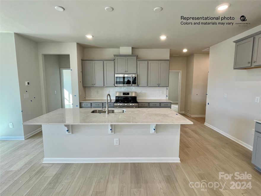 New Spacious 3 bedroom Ranch Home with leveled backyard. Relax in Large Front Porch. Kitchen open to family room and large Quartz counter. Beautiful crown molding Shaker Cabinets with Backsplash. Secondary bedroom has ensuite bath. Tile and listello accent in the Owner's bath shower. Huge owner's closet outside of bath. Tile in all bath floors/ Laundry Room. Vented Gas Range. Large Hall closet and Attic storage above the Garage. Open space and useable leveled yard.Statesville Country Club with Golf Courses neighbors our community. Statesville Downtown area boasts walking to shops, entertainment, restaurants and Statesville Museum, Greenway trails, and Leisure Town Pool and park. Bell Farm is located near highway entrance and local stores nearby. The community will have sidewalks, walking trails, community picnic shelter Pavilion, pickle ball courts, and a community garden.