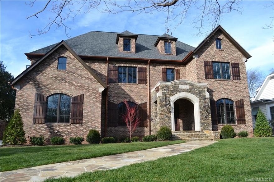 Beautiful English Manor Style home in heart of Myers Park just steps off Queens Rd West. Extensive stonework on porches, fireplace, outdoor gas grill,& walkways. Stone & Precast front entry leads you into open floorplan w/ master & guest beds on main. 2 wood burning fireplaces w/ gas start. Custom built-ins & wood closest, designer lighting. Wolf 48” range, Subzero 6’ fridge/freezer, 2 dishwashers, butler pantry w/ wine cooler, sink, & icemaker.  3rd floor & room over garage ready to be finished