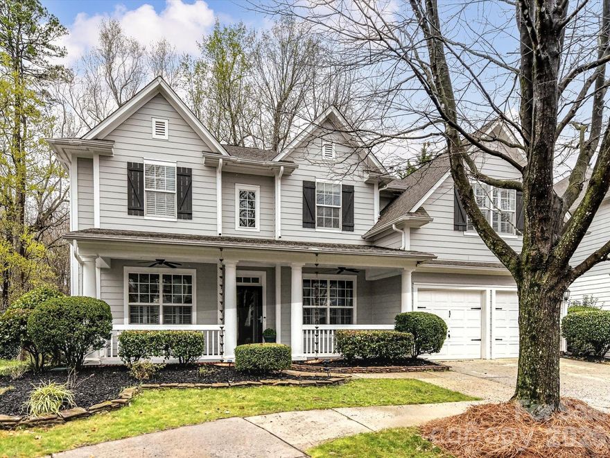 Welcome to this beautifully designed home featuring a welcoming & spacious front porch and a bright foyer with soaring ceilings and hardwood floors that lead into an open-concept great room filled with natural light. The well-appointed kitchen offers a spacious island, stainless steel, GE Profile appliances, ample cabinetry, marble back splash and a nearby breakfast nook with abundant windows and direct access to the outdoor patio. The main level also includes a comfortable living room, a private office with French doors, a versatile flex space perfect for a home gym or studio, and a stylish powder room. Upstairs, the spacious primary suite provides a serene retreat with a statement accent wall and a luxurious bathroom featuring a Jacuzzi soaking tub, separate glass-enclosed shower, and a generous vanity, along with a walk-in closet for excellent storage. Additional bedrooms, a full bath, and a bonus room with vaulted ceilings offer flexible space for guests, work, or recreation. The outdoor living area is ideal for entertaining with an expanded flagstone patio with fire pit area surrounded by Adirondack seating and a peaceful wooded backdrop, while the fenced backyard provides privacy and a natural setting to enjoy year-round. Major upgrades include new dual-fuel HVAC, tankless
water heater, new GE Profile appliances, renovated guest and half baths, whole-house water
filtration, new interior and exterior paint, new flooring, and smart home features. Walk to
greenway, shopping, dining, and community pool and clubhouse. The newly constructed & expanded pool & clubhouse is set to open in May. This one is a true MUST SEE!