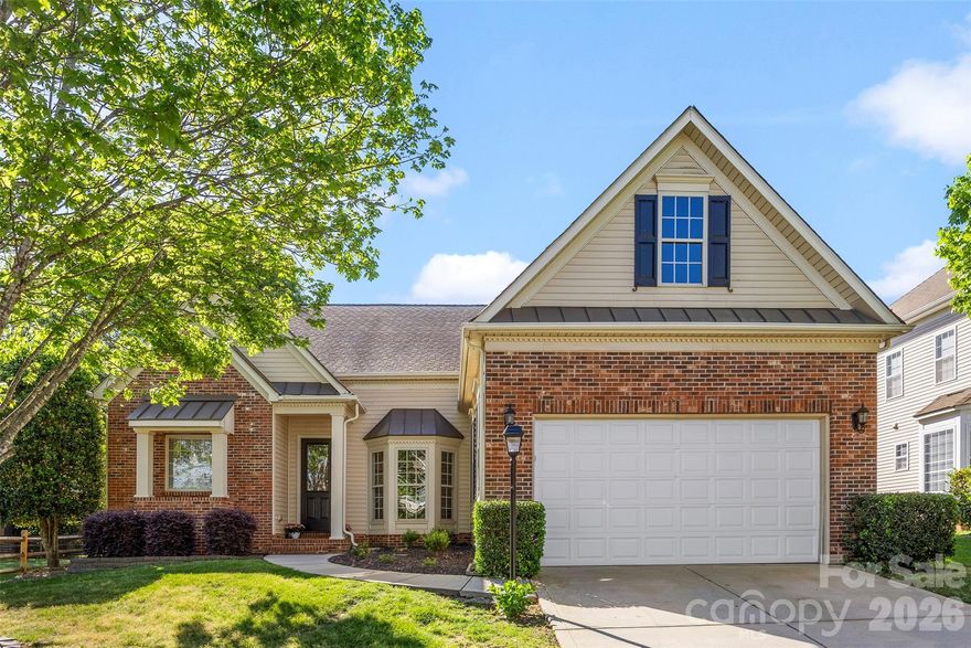 Great 1.5 story layout with primary plus 2 bedrooms on the main floor.  Architectural details such as crown molding, rounded corners, and tall ceilings, and 8 foot doors make this home feel very custom and add so much character.  Large patio in the back with lots of greenery making for a private space for relaxing, grilling, or catching a game of corn hole! Cuthbertson school district and convenience to shopping and quaint downtown Waxhaw make this a true gem.  New carpet and paint!
