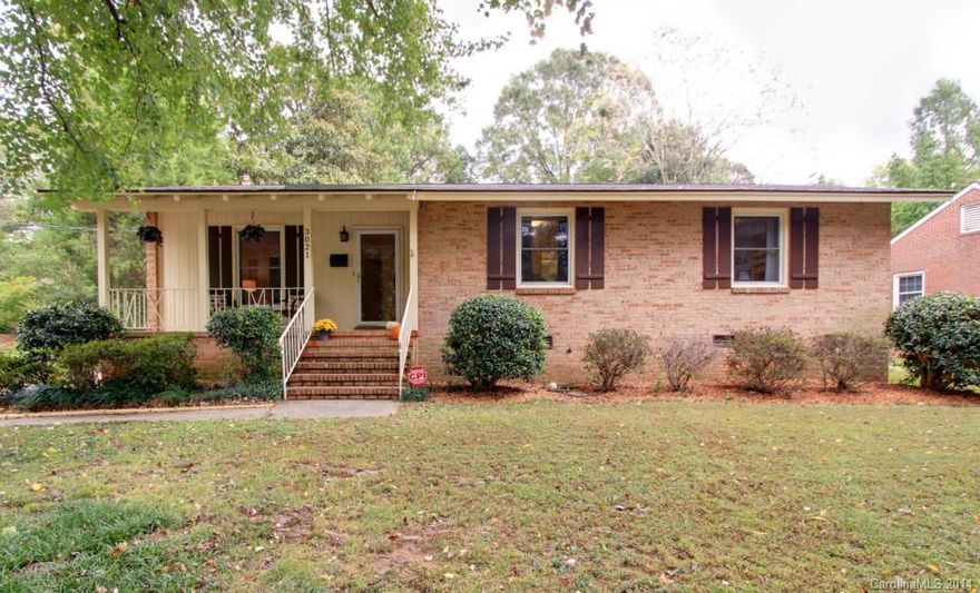 Charming full brick home in highly desired neighborhood. Rocking chair front porch with additional screened porch overlooking large fenced backyard. Dining rm with fireplace and built ins. Updates: kitchen & hall bath, master bath, New roof (2010),new HVAC (2012) ,New electrical panel, New duct work under house,Custom built-ins in master bedroom. Hardwoods under carpeting in bedrooms. Enjoy a short commute to uptown and easy access to South Park amenities.